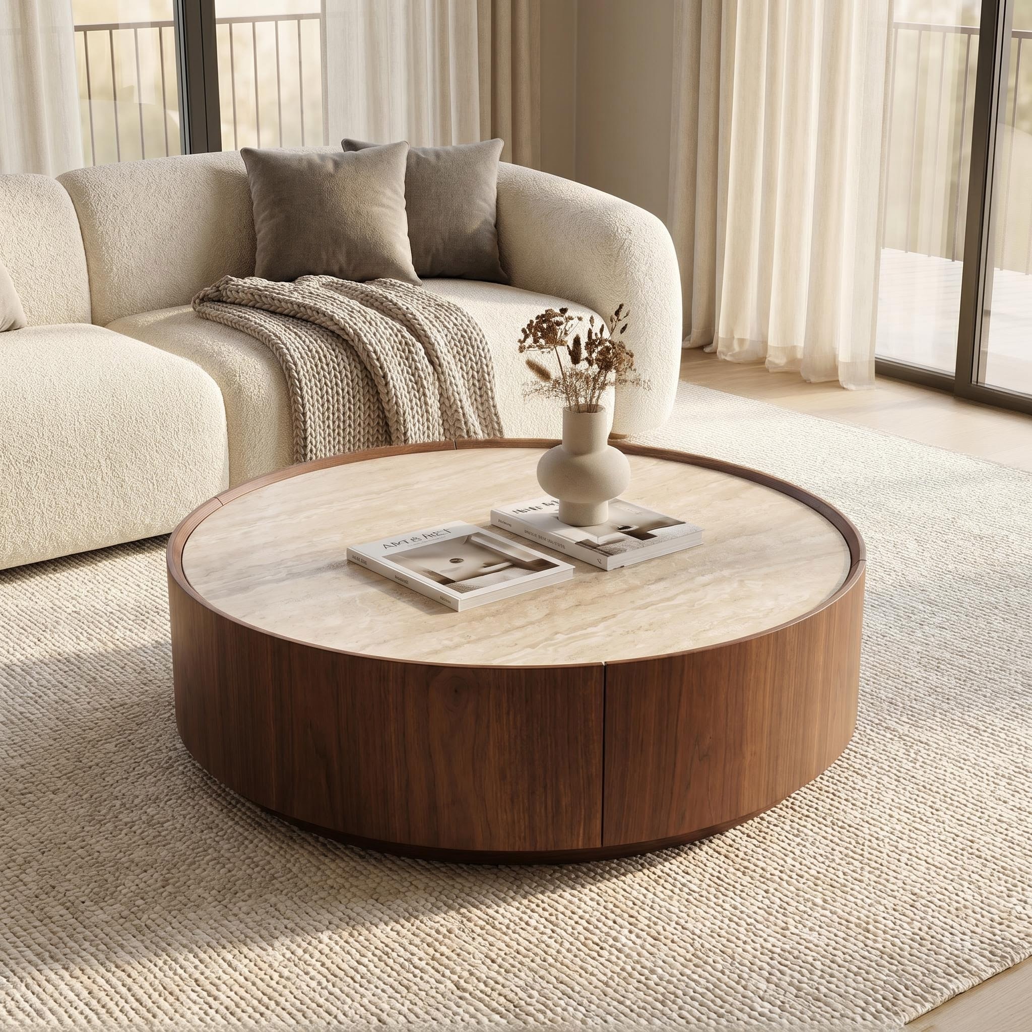39.3 Round coffee table,